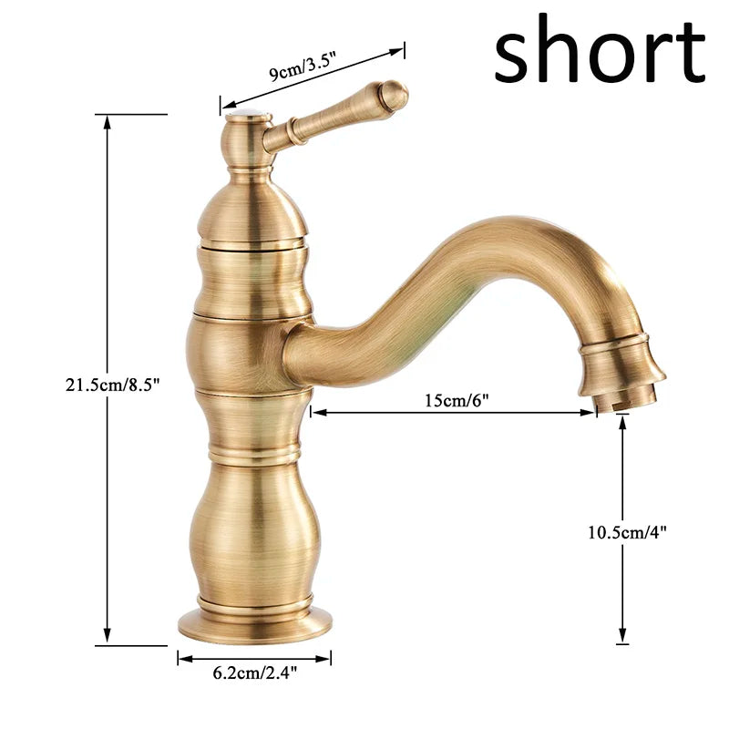 Afralia™ Luxury Antique Brass Basin Faucet Deck Mounted White Mixer Taps