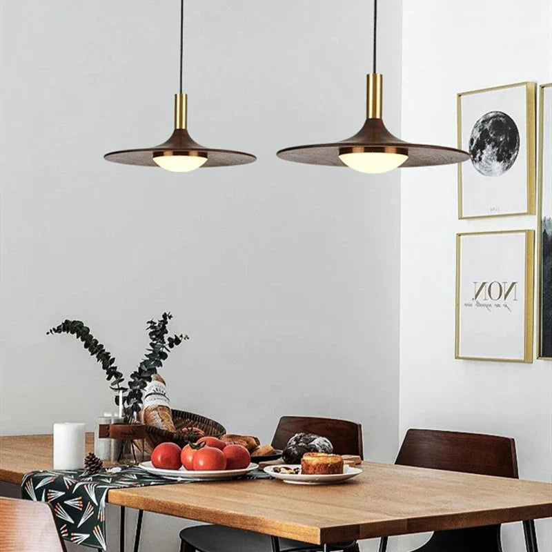 Afralia™ Nordic Black Walnut Chandelier: Stylish Lighting for Home, Restaurant, and Bar