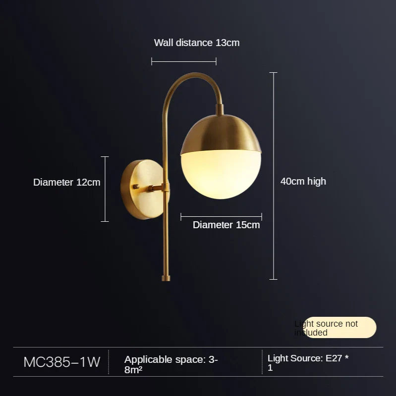 Afralia™ Modern Gold Glass Ball Wall Lamp for Luxury Living Room and Bedroom