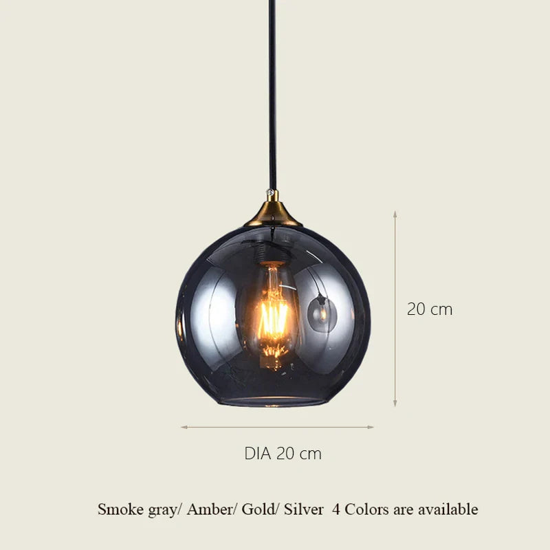 Afralia™ Glass Ball Pendant Light - Modern Nordic LED Hanging Fixture for Dining and Kitchen