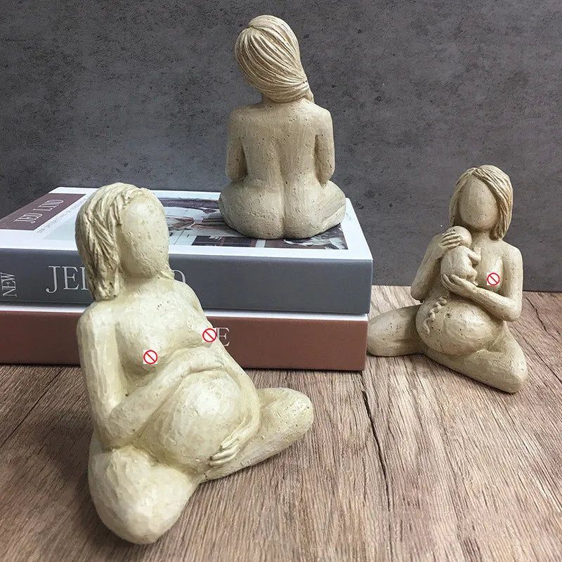 Afralia™ Pregnancy Sculpture: Naked Woman & Baby Human Resin Crafts Ornament