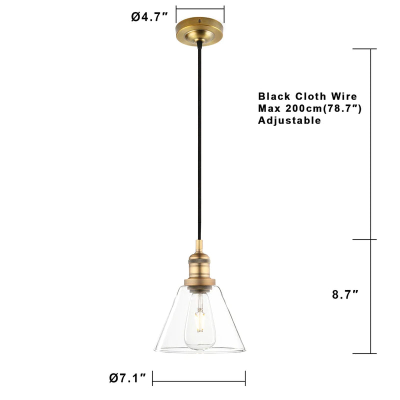 Afralia™ Clear Glass Funnel Flared Pendant Light - Industrial Vintage 1-Light Ceiling Fixture