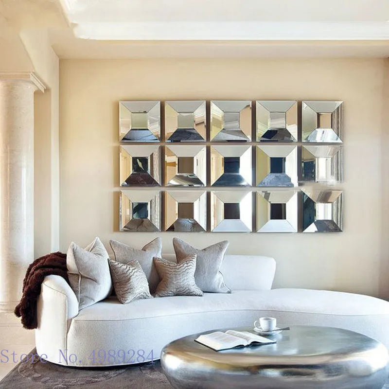 Afralia™ Square Wall Mirror Set for Living Room Decor and Home Accessories