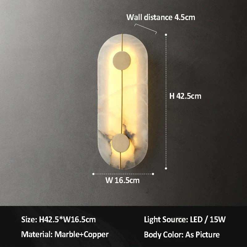 Afralia™ Marble Copper Wall Sconce: Nordic Style 15W LED Light for Living Room, Bedroom, Hotel