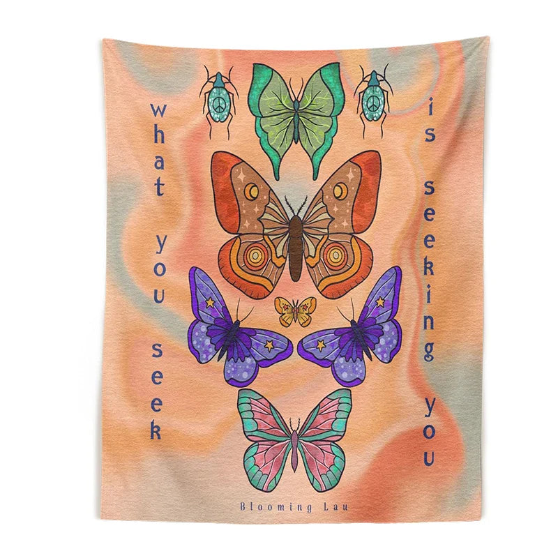 Afralia™ Sunshine Butterfly Tapestry - Retro Psychedelic Flower Wall Hanging