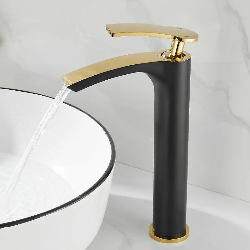 Afralia™ Brass Bathroom Basin Faucet Cold Hot Water Mixer Sink Tap Deck Mounted