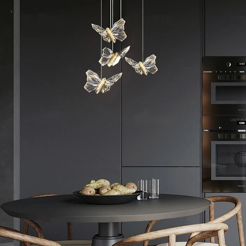 Afralia™ Crystal Butterfly Pendant Lamps LED Lighting for Home Decor and Luxury Ambiance