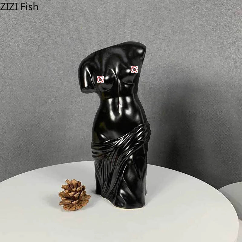Afralia™ Human Body Figurine Bust Vase for Home Décor and Art Decoration