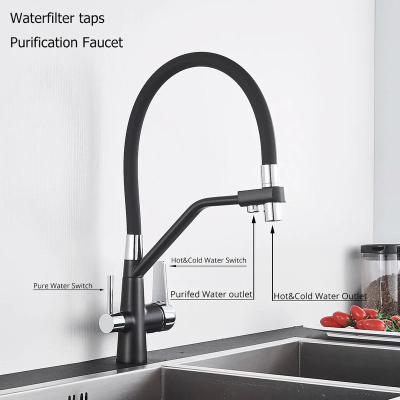 Afralia™ Dual Spout Filter Faucet Mixer 360 Rotation Water Purification Kitchen Tap