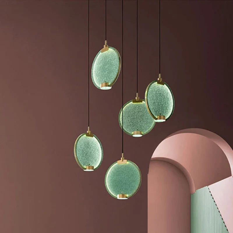 Afralia™ Masiero Horo Pendant Light LED Green Pink Glass Simple Lights Loft Bar