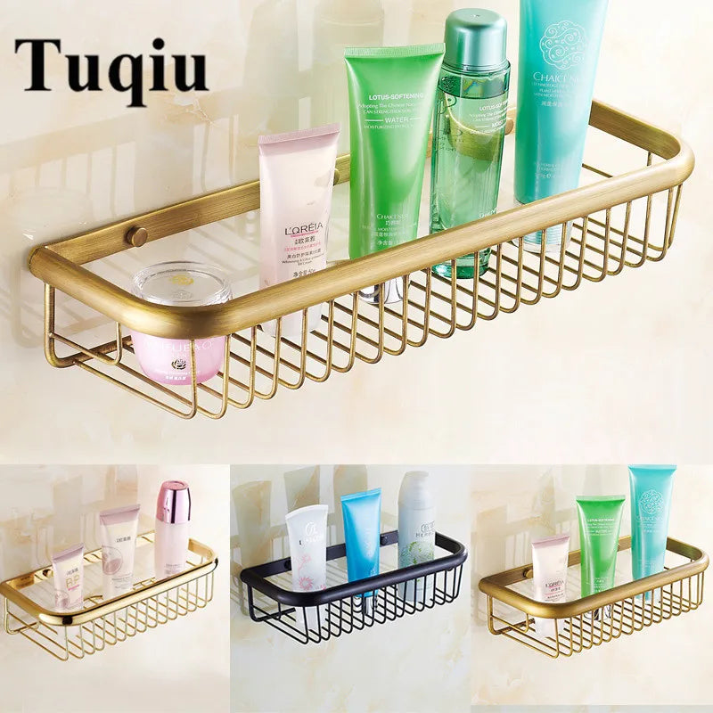 Afralia™ Gold Brass Bathroom Shelf with Soap Holder 30cm/45cm