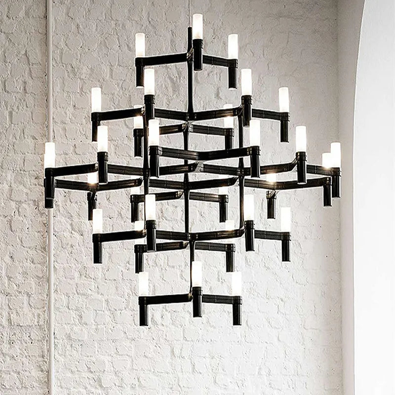 Afralia™ Luxury Villa Foyer Metal Chandelier - Modern Adjustable Gold Silver Pendant Lighting