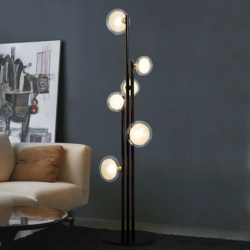 Afralia™ Vintage Glass Ball Floor Lamp for Bedroom Decoration