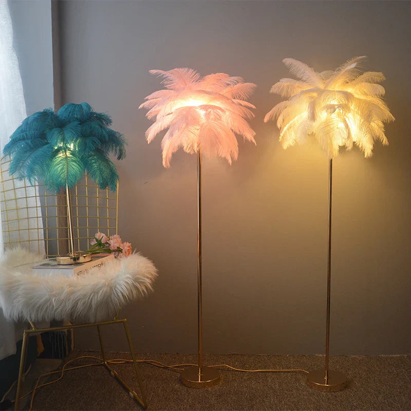 Afralia™ Ostrich Feather Floor Lamp: Nordic LED Lighting for Elegant Living Room and Bedroom Decor