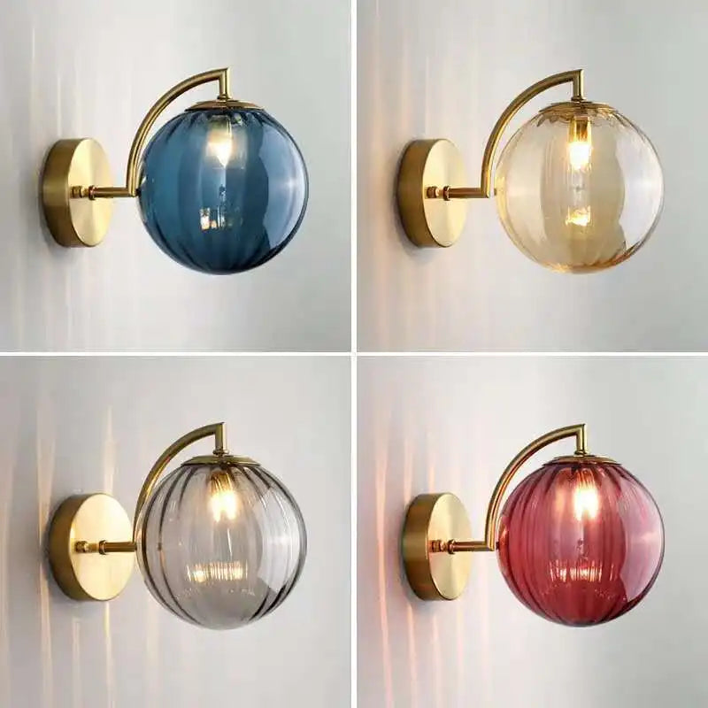 Afralia™ Nordic Glass Ball Wall Lamps with LED Bulb
