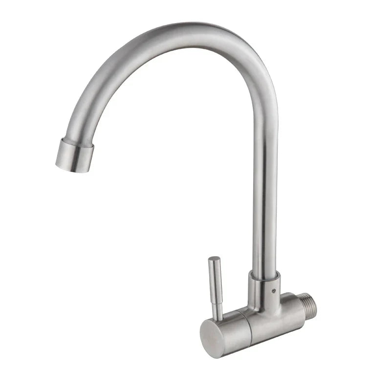 Afralia™ Stainless Steel Wall-Mount Kitchen Faucet - Rotatable Single Cold Water Tap