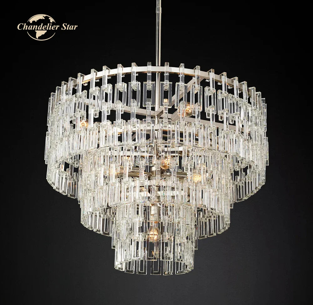 Afralia™ Marignan Crystal Chandelier Tiered Round Living Room Pendant Light