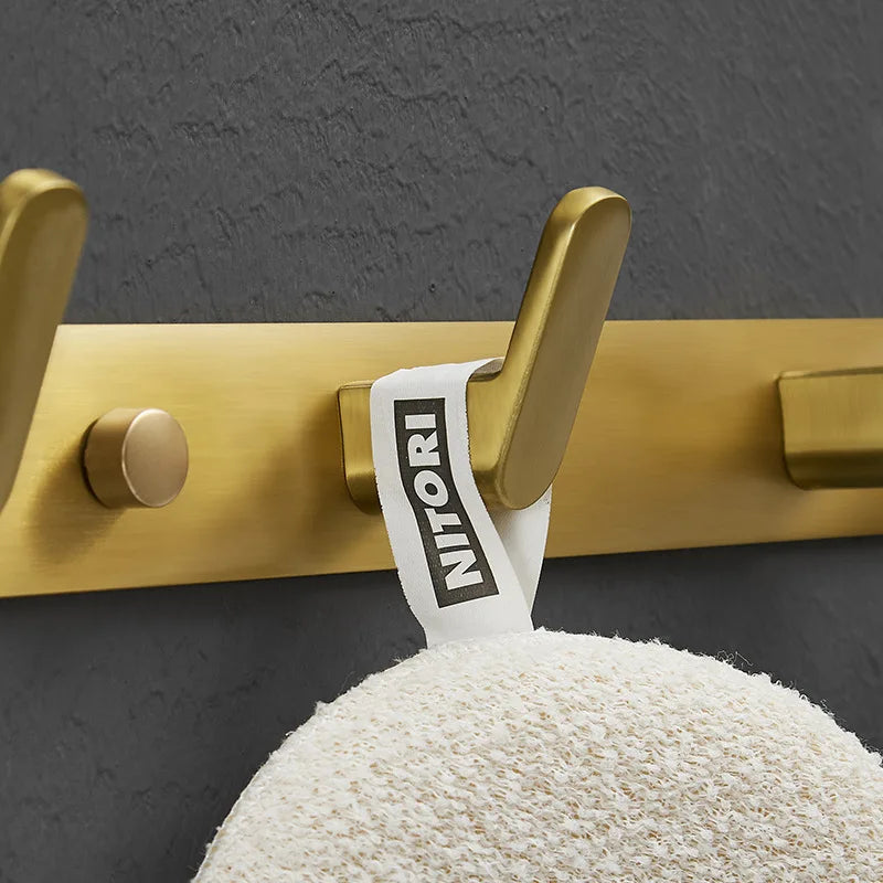 Afralia™ Brushed Gold Aluminum Robe Hooks Set for Bathroom and Kitchen