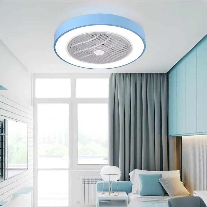 Afralia™ Macaron Ceiling Fan Light for Bedroom, Living Room & Dining - Nordic Style