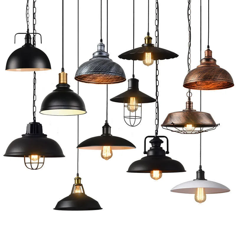 Afralia™ Iron Dome Industrial Pendant Light for Cafe Bar Home Decor