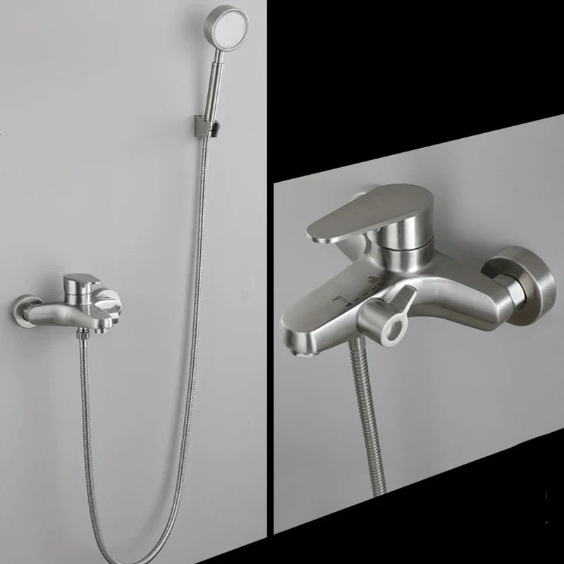 Afralia™ Stainless Steel Shower Faucet Mixer Tap Hot Cold Bathroom Valve Bathtub