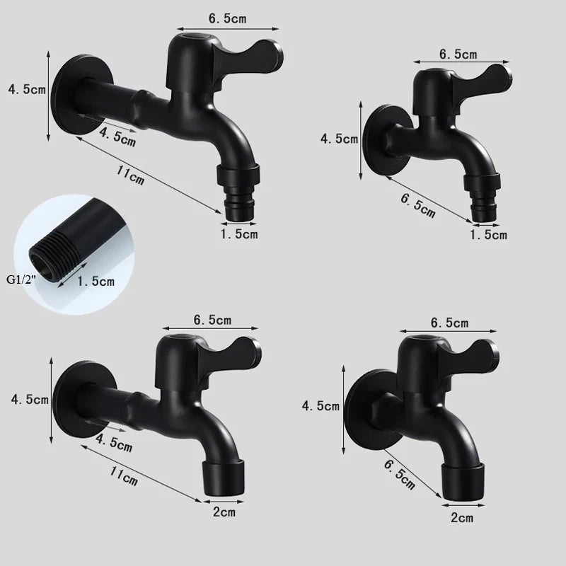 Afralia™ Antique Black Brass Wall Mount Bibcock Tap for Outdoor Garden and Washing Machine