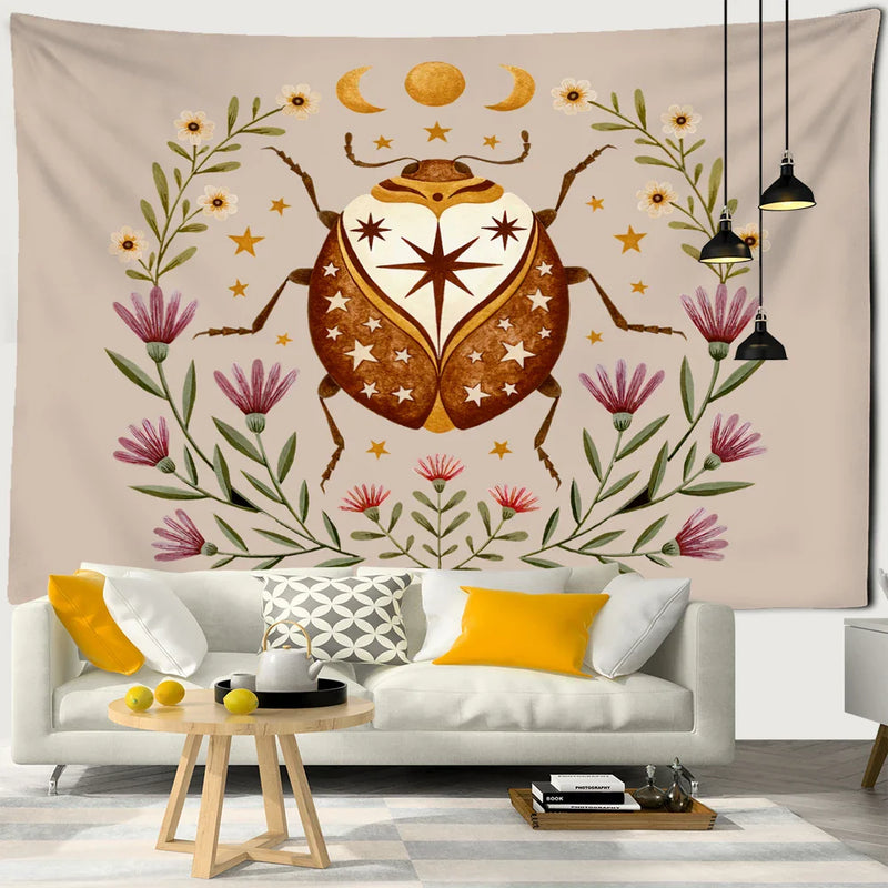 Afralia™ Moon Phase Mandala Flower Tapestry: Bohemian Room Decor Art