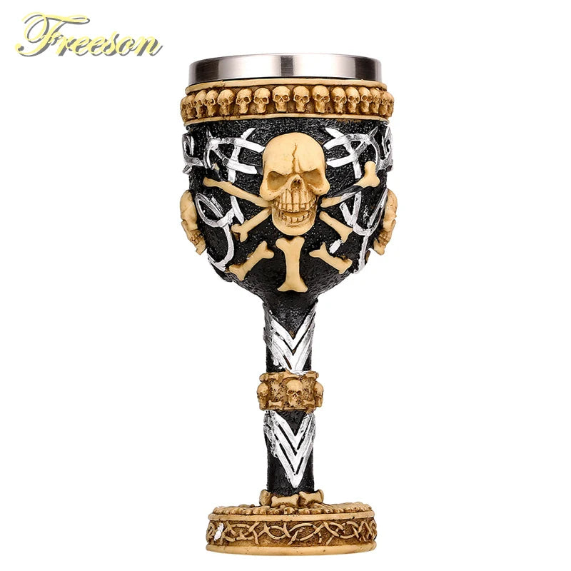 Afralia™ Gothic Skull Resin Wine Glass 200ml bar drinkware cocktail whiskey cup