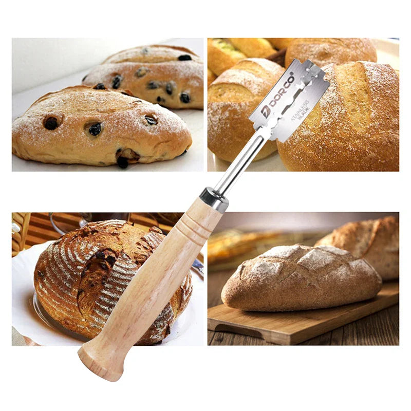 Afralia™ Stainless Steel Bread Knife: Curved Blade, Wooden Handle Practical Pastry Cutter