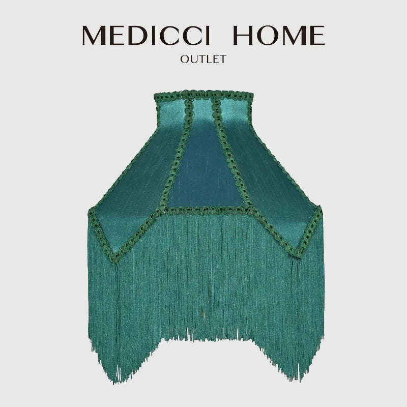 Afralia™ Art Deco Malachite Green Silk Lampshade with Tassels