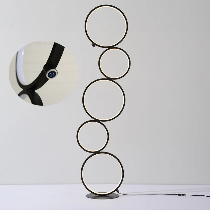 Afralia™ Ring Touch LED Floor Lamp for Modern Art Interior Decor