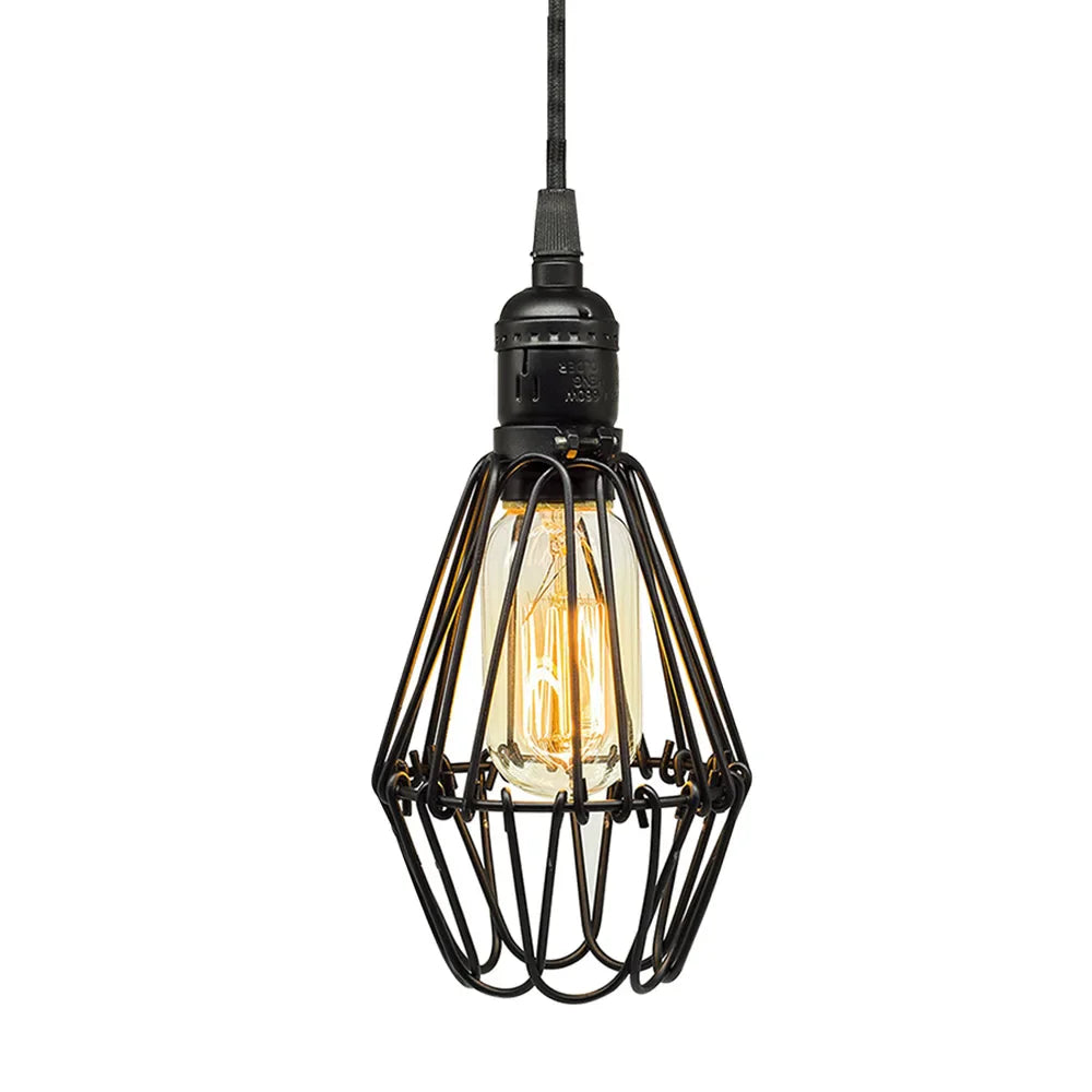 Afralia™ Black Metal Chandelier with E27 Edison Bulb Socket for Kitchen, Restaurant, Cafe