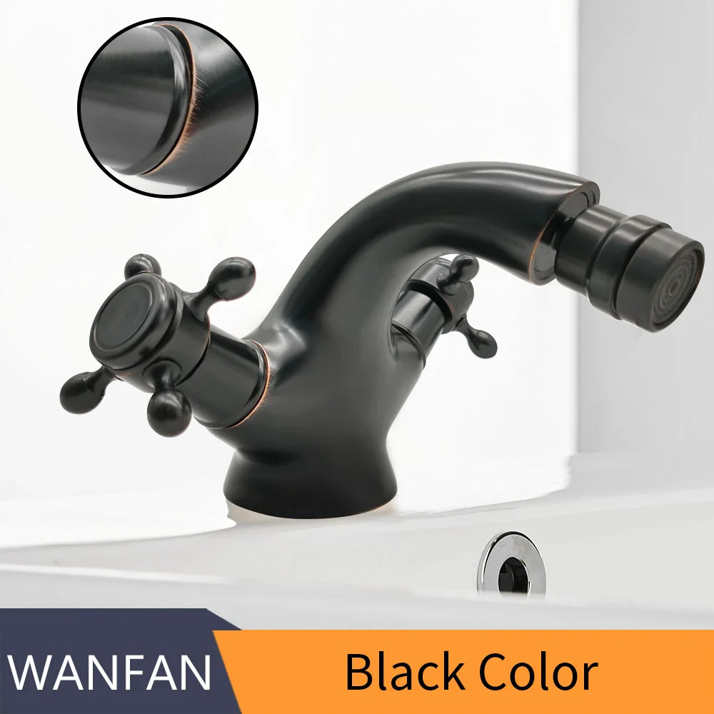 Afralia™ Chrome Bidet Faucet, Brass Swivel Handles, Single Hole Deck Mounted Mixer Tap