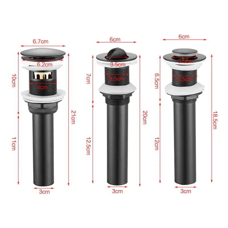 Afralia™ Brass Basin Sink Pop Up Drain - Black Gold Stopper Filter