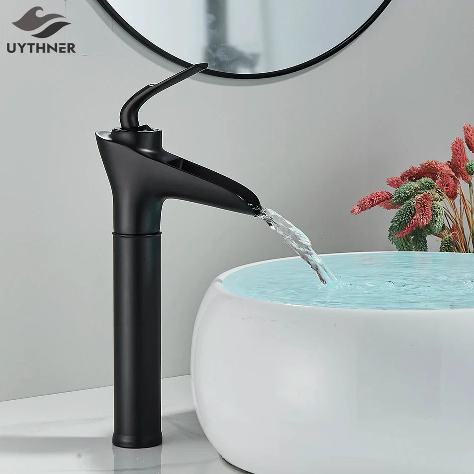 Afralia™ Gold Waterfall Wine Glass Basin Faucet - Single Lever Bathroom Mixer