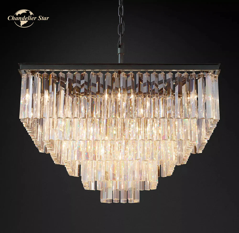 Afralia™ Modern Crystal LED Chandelier: Odeon Square Lustre Pendant Light Fixture