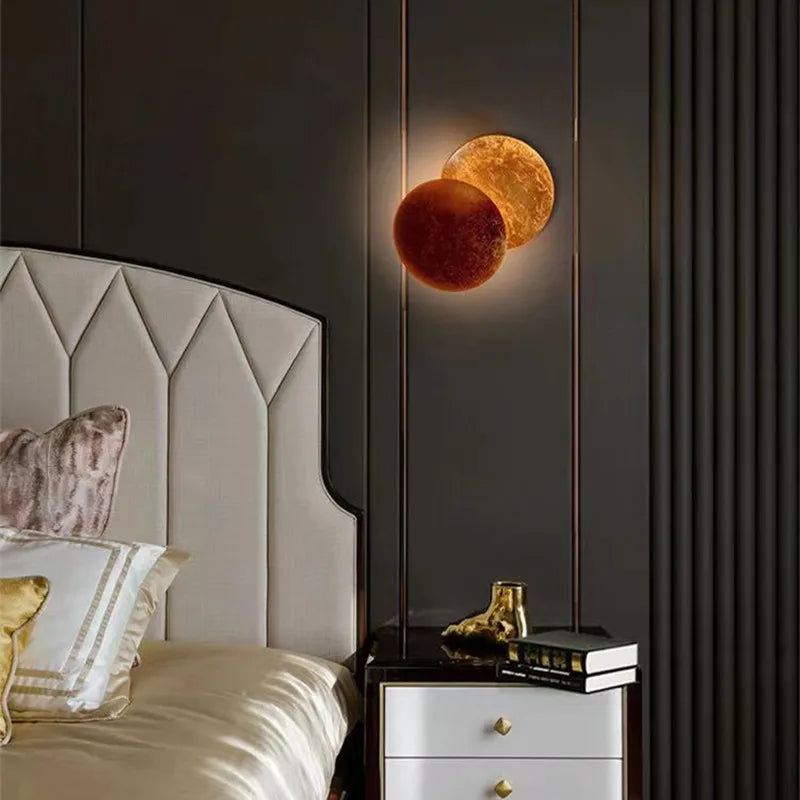 Afralia™ LED Gold Eclipse Circle Wall Lamp for Bedroom Living Room