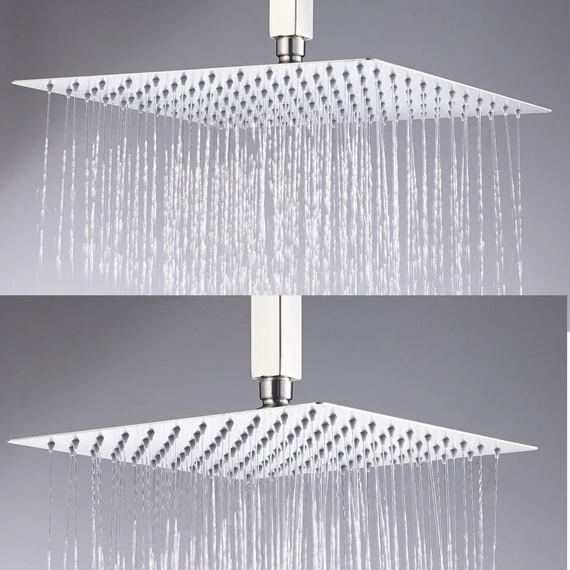 Afralia™ Square Rainfall Shower Head Set - Chrome Polish, Ultrathin Design