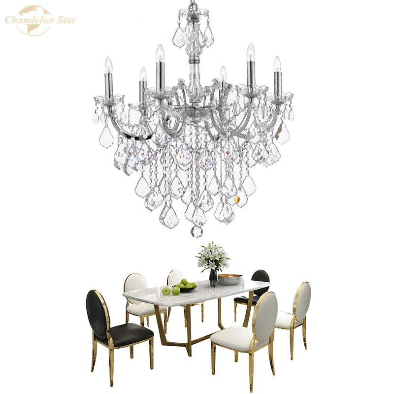 Afralia™ Traditional Crystal Chandelier LED Hanging Lamp Luxe Candle Lustre