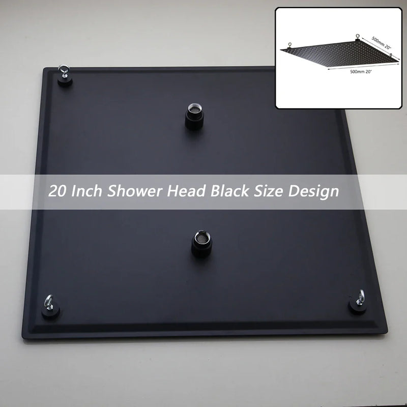 Afralia™ 8-20" Black Ultra-thin Rain Shower Head for Bathroom Square Rainfall Faucet