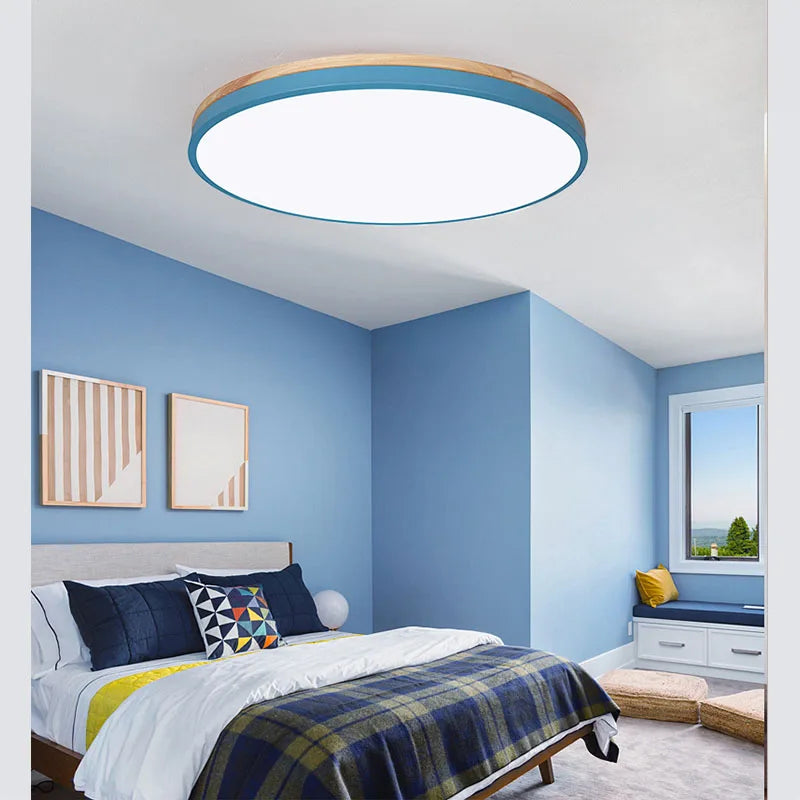 Afralia™ Modern Ultra-thin LED Ceiling Light Panel Solid Wood Surface Mount