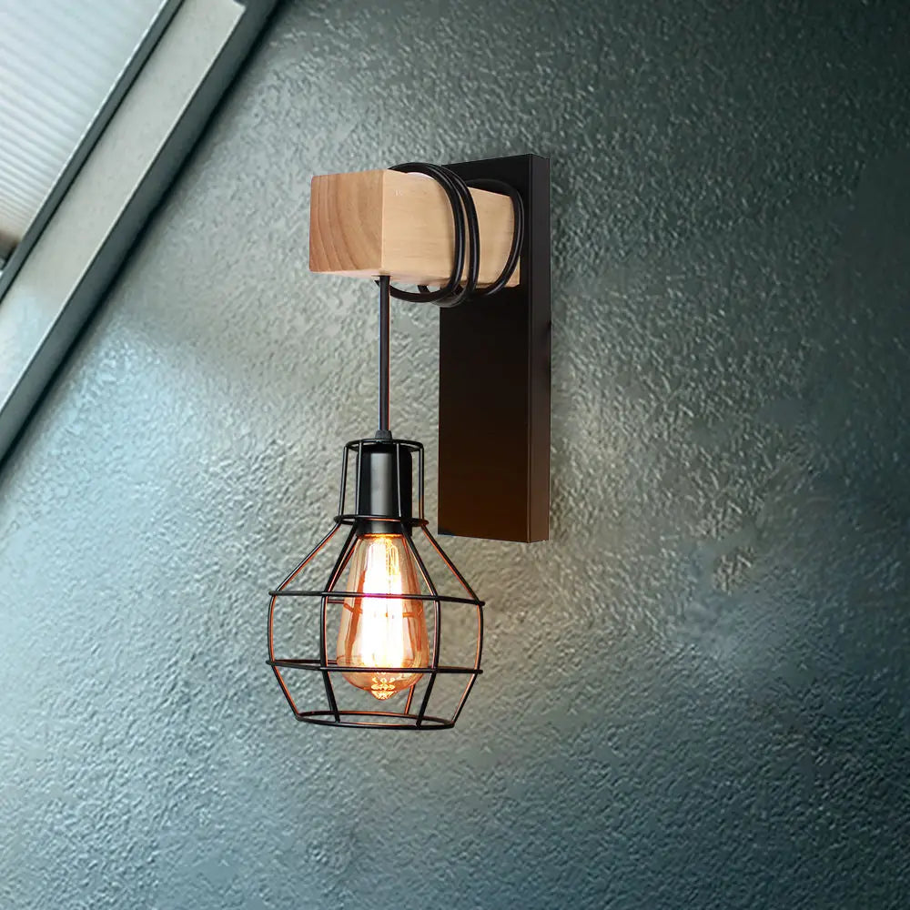 Afralia™ Industrial Iron Wall Sconce LED Fixture for Cafe Bar Loft Decoration