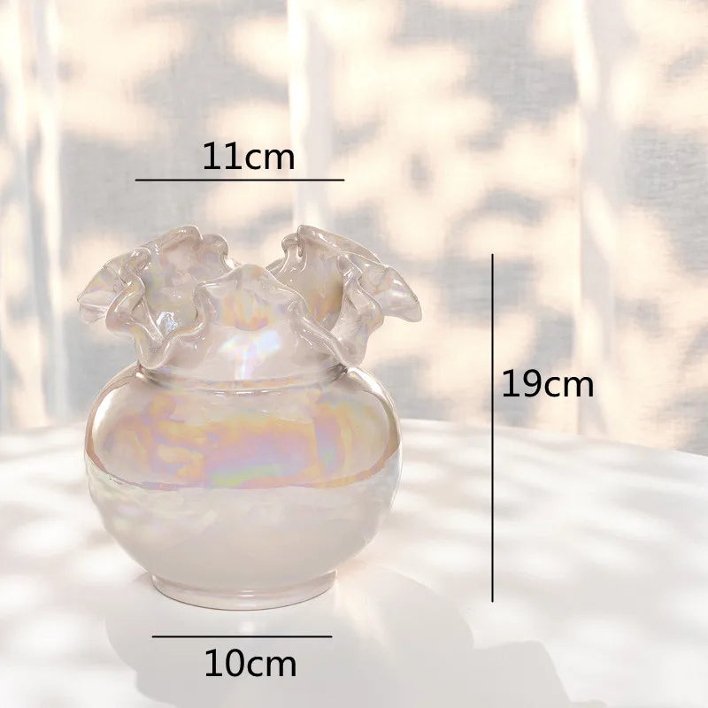 Afralia™ Ceramic Shell Vase - White Gloss - Abstract Irregular Design for Home Decor