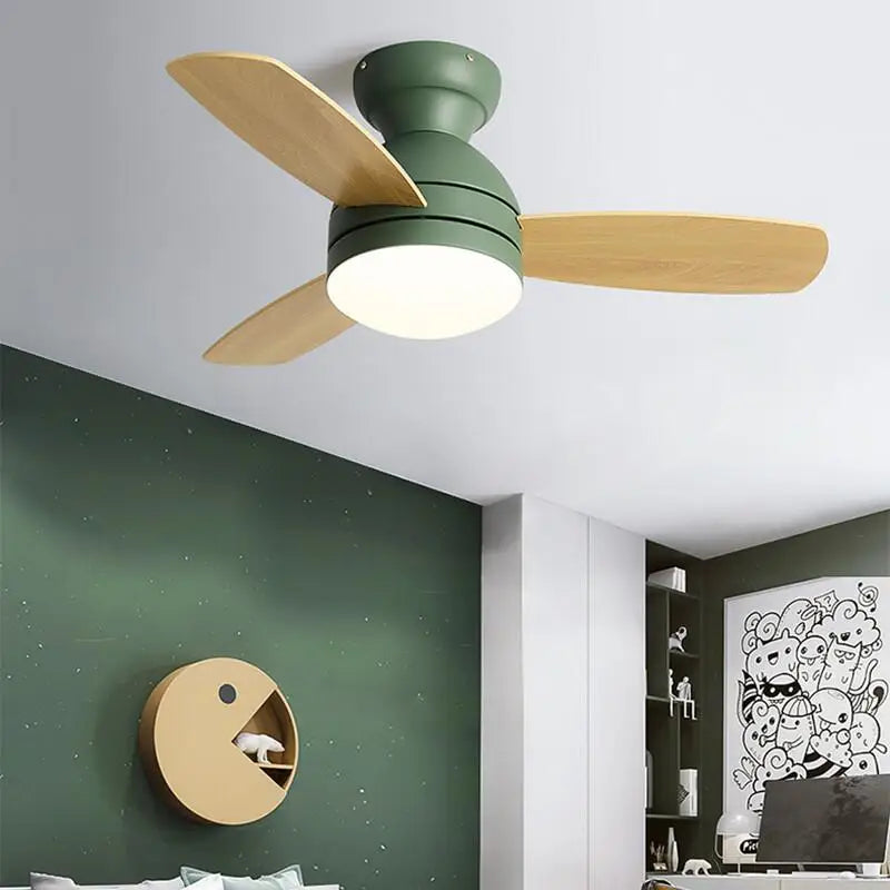 Afralia™ Macarons Ceiling Fan Light Remote Control Nordic Style for Kid's Room and Restaurant