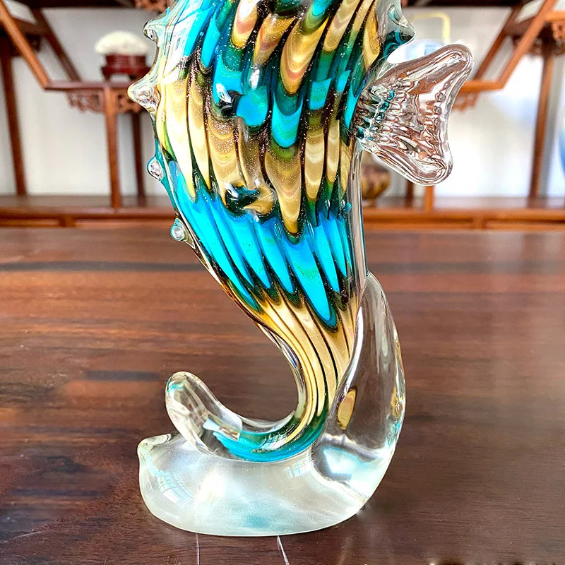 Afralia™ Seahorse Glass Figurine Sculpture Home Office Decor Crystal Animal Craft Collection
