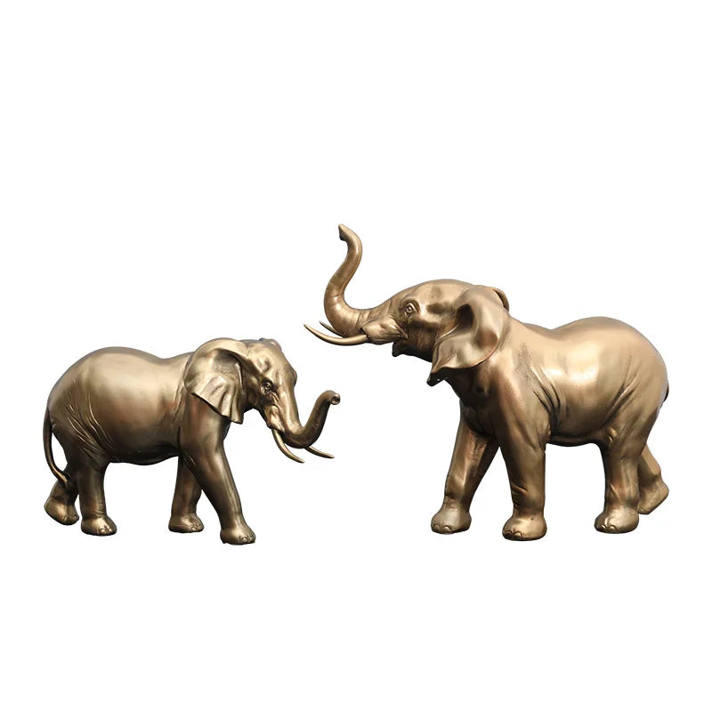 Afralia™ Nordic Elephant Couple Decor Statue for Modern Home Office Hotel Tabletop Accent