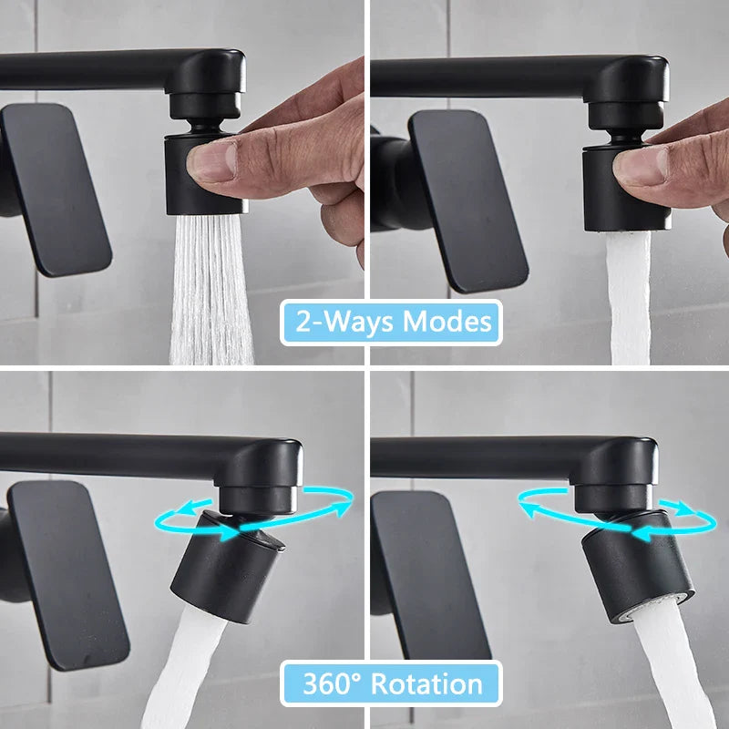 Afralia™ Matte Black Kitchen Faucet with Bidet, Swivel Spout Crane - Hot Cold Mixer Taps
