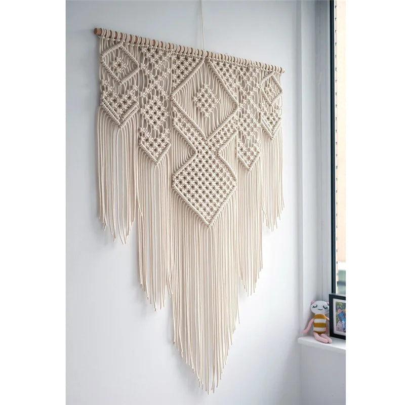 Afralia™ Large Hand-Woven Macrame Tapestry with Tassels