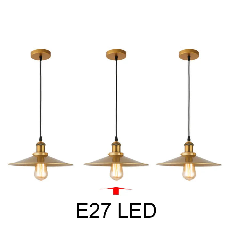 Afralia™ Gold Wrought Iron Chandelier Pendant Light, E27 LED, Nordic Retro Style