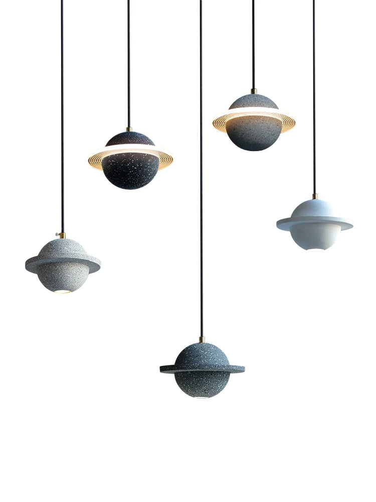 Afralia™ Cement Planet Pendant Light for Bar and Bedside, Creative Personality Single Head Lamp